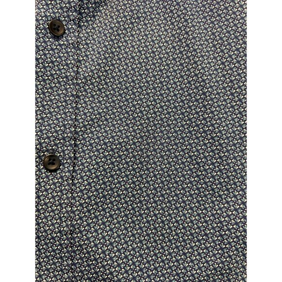 Toscano Firenze Blue Geometric Short Sleeve Button-Up Shirt Mens Size XXL Fits X - Picture 5 of 5